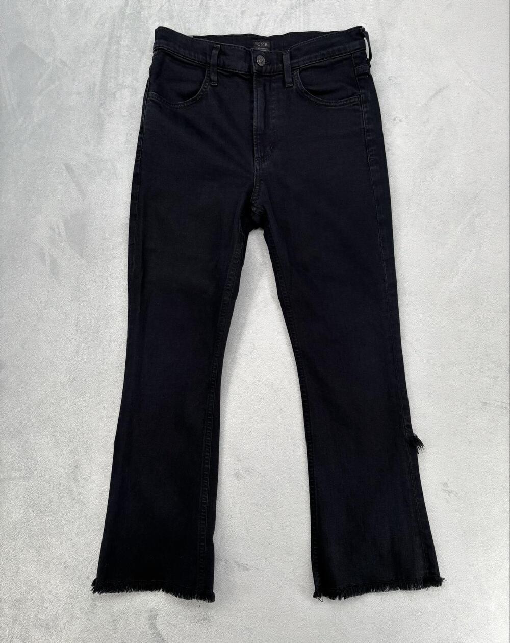 Citizens Of Humanity Jeans Womens 27 Black Drew Fray  Highrise Crop Flare Fringe